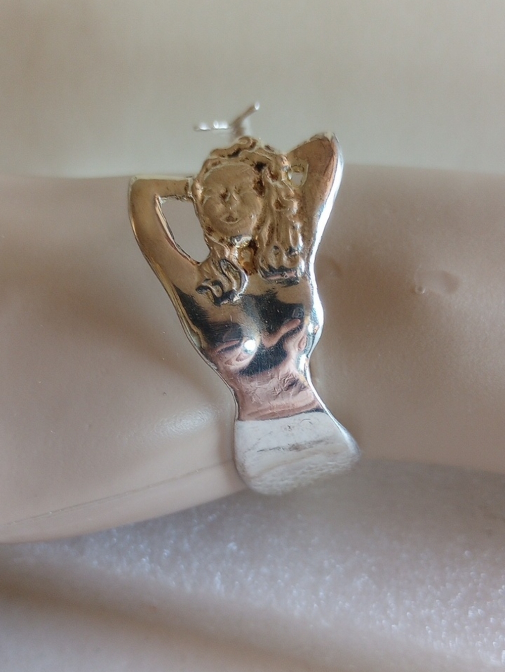 Vintage Mermaid Silver PLated Bracelet Top 1" Wide Figural.